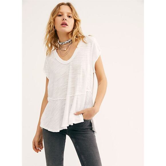 Free People white oversized tunic tee - Picture 1 of 6